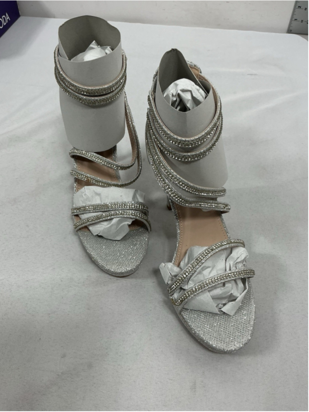 Womans New Top Moda Inna Strappy Stiletto Formal Platform Sandals 8 Silver